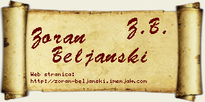 Zoran Beljanski vizit kartica